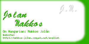 jolan makkos business card